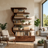Contemporary Natural Wood Bookshelf For Interior Space