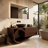 Modern Bathroom Vanity With Curved Loop Base For Bathroom Use