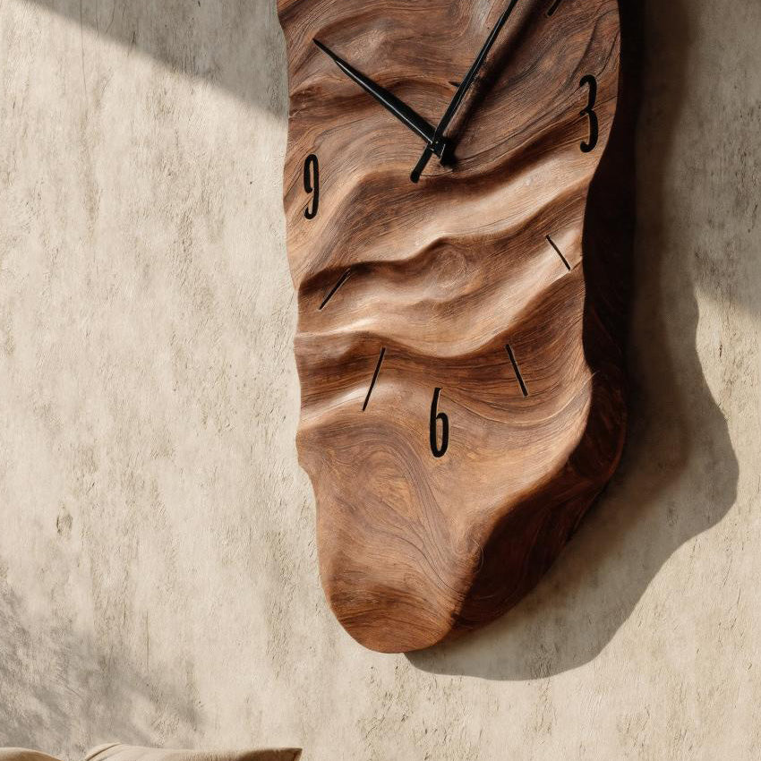 Modern Wall Clock Carved Design For Living Room Space