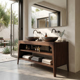 Organic Modern Bathroom Vanity With 2-Tier Open Shelf For Bathroom