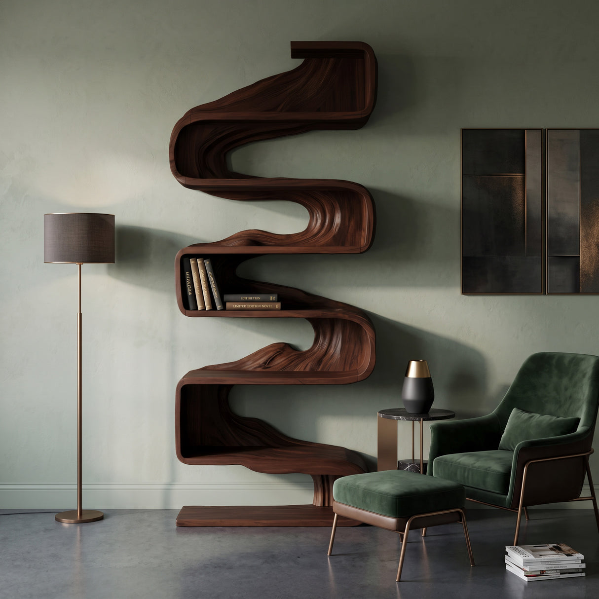 Artistic Sculptural Bookshelf For Living Room
