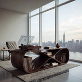 Contemporary Sculptural Wooden Record Player Console For Living Room