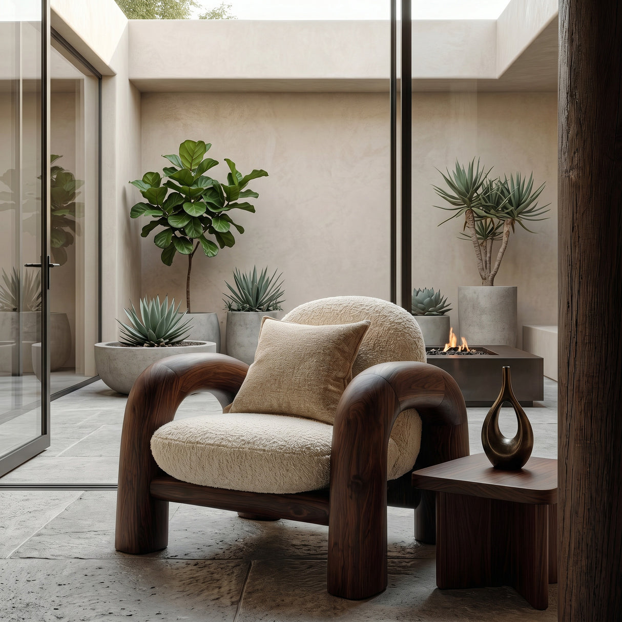 Contemporary Wooden Armchair For Reading Corner