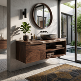 Organic Floating Bathroom Vanity Tropical Spa Retreat