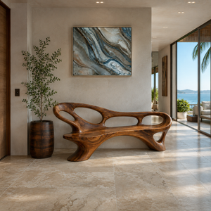 Modern Entryway Bench With Continuous Curved Structure For Modern Living