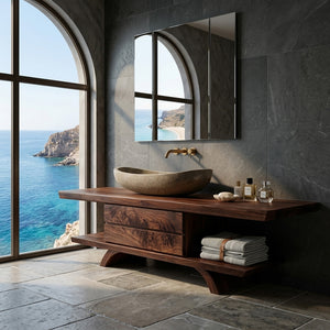 Modern Natural Wood Bathroom Vanity For Bathroom Storage