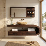 Modern Floating Bathroom Vanity With Curved Frame For Bathroom