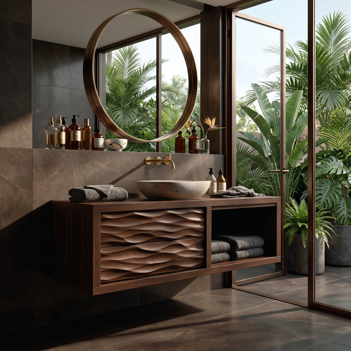 Modern Floating Bathroom Vanity With Wave Front For Bathroom Decor