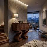 Wooden Console Table With Two S-shaped Base For Home Decor