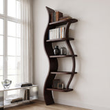 Modern Sculptural Bookshelf With Curved Design For Living Room