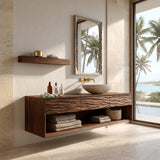 Contemporary Floating Bathroom Vanity With Textured Front For Bathroom