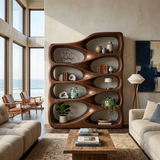 Artistic Sculptural Wooden Bookshelf For Home Storage
