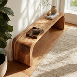 Contemporary Wood Curved Bench For Entryway Or Living Room