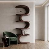 Modern Curved Bookshelf For Living Room Or Office Storage