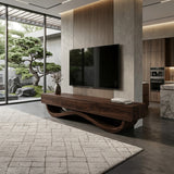 Modern Curved Base Floating Top TV Console For Living Room