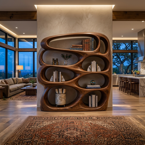 Sculptural Wooden Bookshelf Architecture Inspired Design For Modern Homes