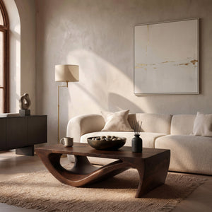 Modern Sculptural Wooden Coffee Table For Living Room