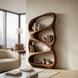 Nature Inspired Wooden Bookshelf With Organic Form For Contemporary Living