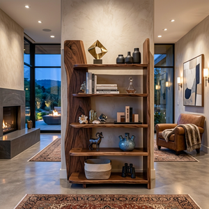 Handcrafted Wooden Bookshelf For Living Room Interior