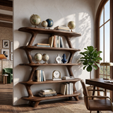 Modern Wooden Bookshelf With Storage Function For Living Room