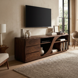 Sculptural Walnut TV Stand Modern Minimalist Interior