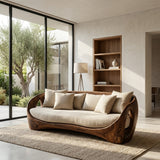 Sculptural Wooden Frame Sofa For Modern Living Room