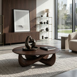 Modern Round Coffee Table With Crossed Base For Living Room