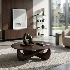 Modern Round Coffee Table With Crossed Base For Living Room