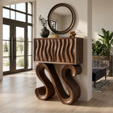 Contemporary Wood Console Table With Sculptural Undulating Legs For Home