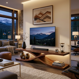 Modern Wooden TV Stand With Sculptural X-shaped For Living