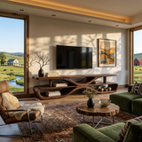Modern TV Stand With Sculptural Flow Form For Media Room