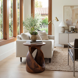 Organic Wooden Twist Side Table For Living Room Decor