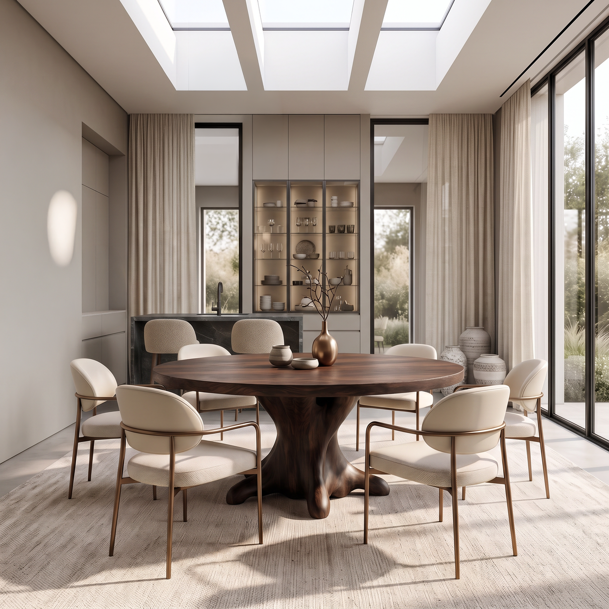 Contemporary Wooden Round Dining Table For Sophisticated Dining Room