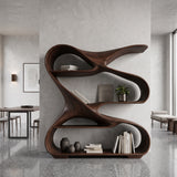 Modern Sculptural Wooden Bookshelf For Living Room Or Office Display