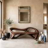Organic Bench With Flowing Sculpture Form For Hallway