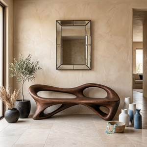 Organic Bench With Flowing Sculpture Form For Hallway