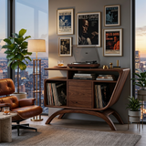 Mid Century Wooden Record Player Cabinet For Relax Room
