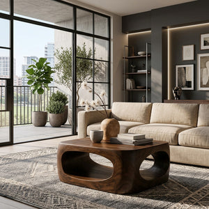 Artistic Carved Coffee Table For Living Room