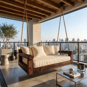 Contemporary Hanging Sofa Swing City View Luxury Apartment