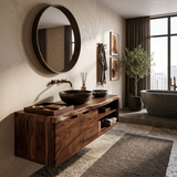 Coastal Floating Washstand Relaxing Guest Bathroom