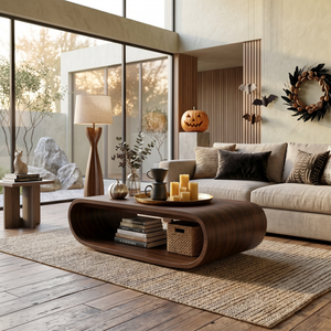 Mid Century Wooden Live Edge Coffee Table For Living Room Halloween Decor