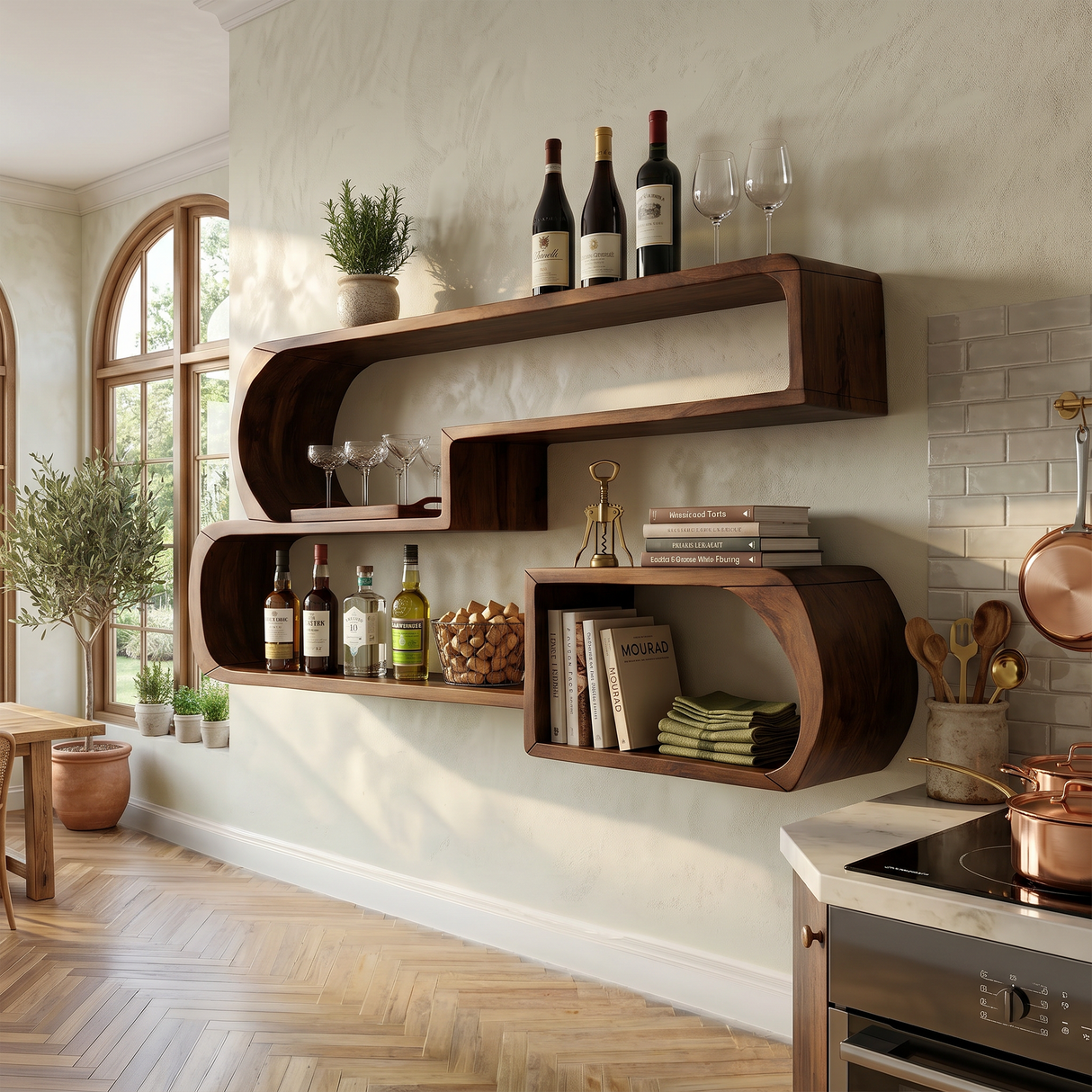 Industrial Wall Wine Rack For Living Lounge Beverage Placement