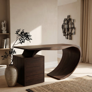 Modern Farmhouse Wood Desk For Home Office Corner