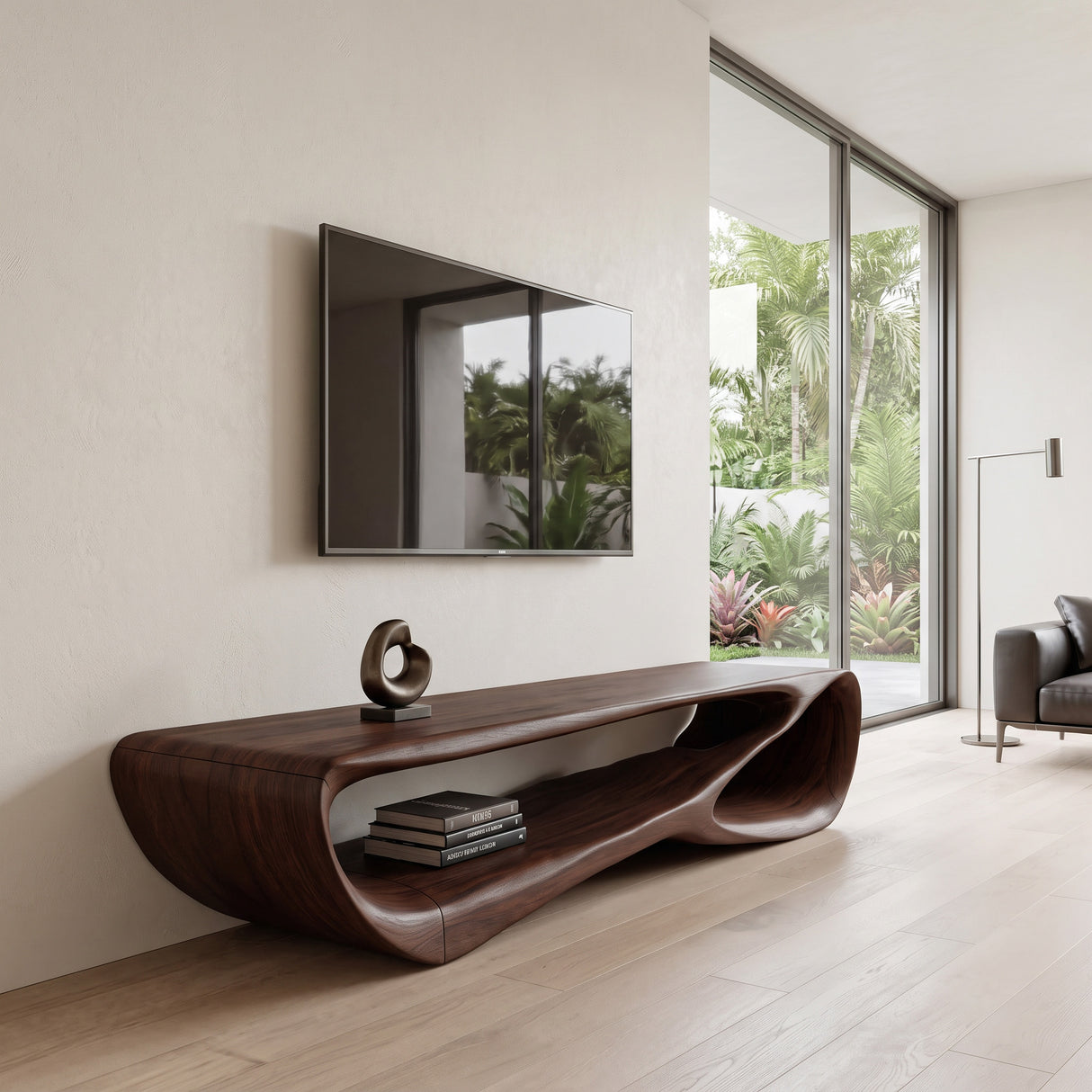 Minimal Curved  TV Console For Living Room