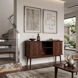 Organic Wooden Fluted Console Table For Entryway