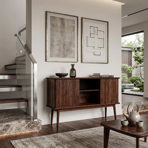 Organic Wooden Fluted Console Table For Entryway