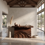 Mid Century Carved Entry Table For Luxury Interior Space