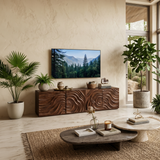Modern TV Stand With Wave Carved Doors For Living Room