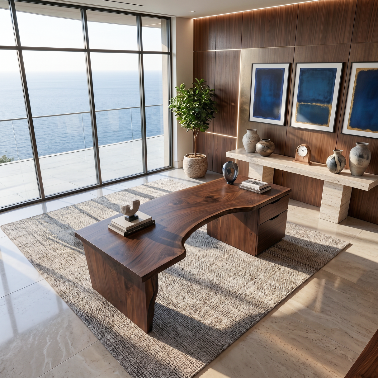 Organic Live Edge Desk For Office Or Studio Interior