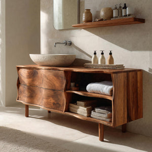 Contemporary Bathroom Vanity Sculpted Waves Front For Bathroom